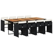 vidaXL 9 Piece Rattan Patio Dining Set in Brown/Cream white/Black