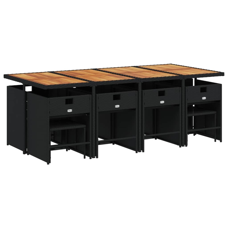 vidaXL 9 Piece Rattan Patio Dining Set in Brown/Cream white/Black