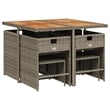 vidaXL 9 Piece Rattan Patio Dining Set in Gray