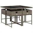 vidaXL 5 Piece Poly Rattan Patio Dining Set in Gray