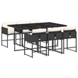 vidaXL 7 Piece Poly Rattan Garden Dining Set in Black/Cream White