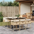vidaXL 7 Piece Poly Rattan Garden Dining Set in Black/Cream White