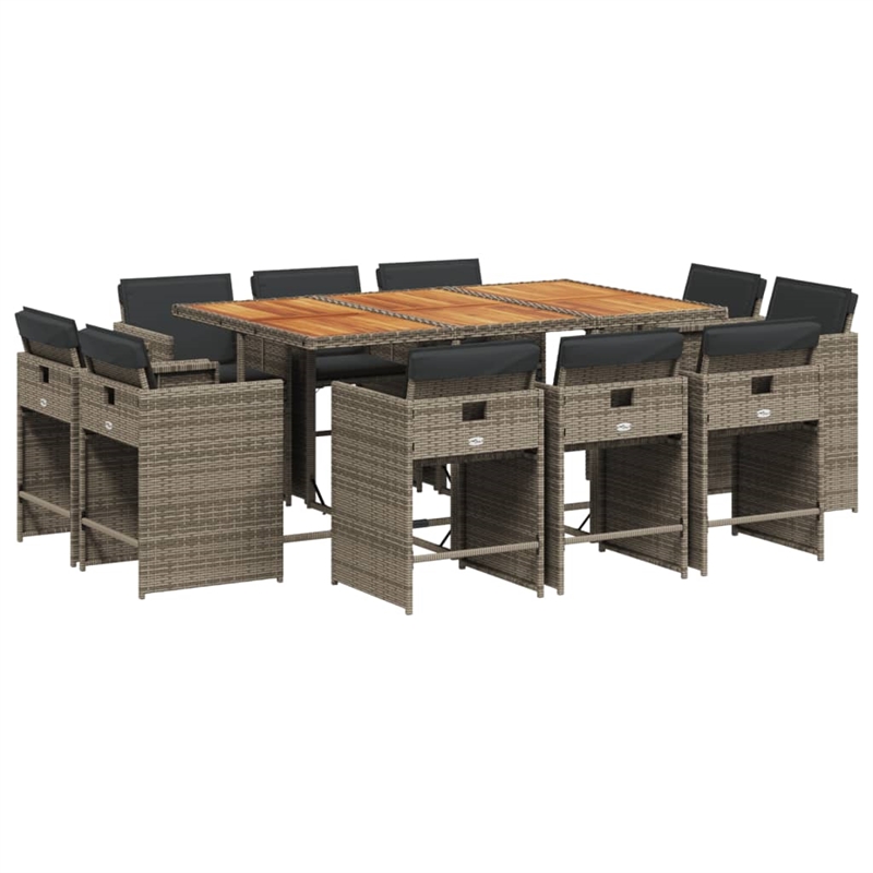 vidaXL Rattan Foldable Patio Dining Set in Gray