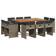 vidaXL Rattan Foldable Patio Dining Set in Gray