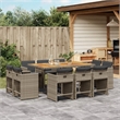 vidaXL Rattan Foldable Patio Dining Set in Gray