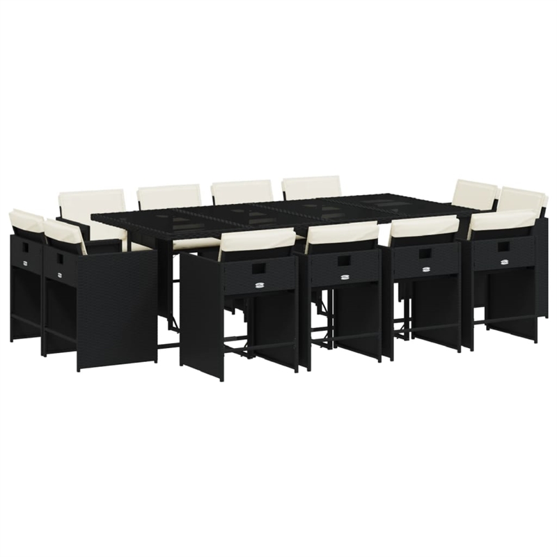 vidaXL 13 Piece Poly Rattan Patio Dining Set in Black
