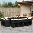 vidaXL 13 Piece Poly Rattan Patio Dining Set in Black