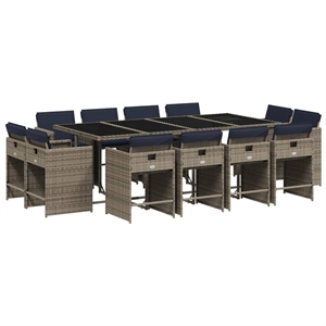 vidaXL Rattan Patio Dining Set in Black/Gray