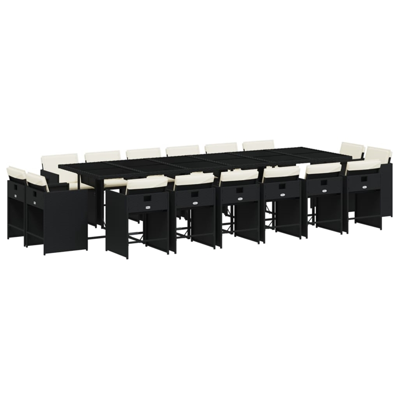 vidaXL Rattan Patio Dining Set in Black/Cream White