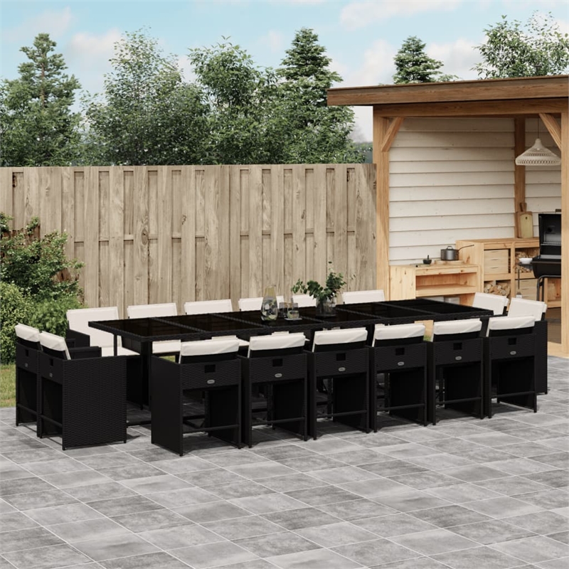 vidaXL Rattan Patio Dining Set in Black/Cream White