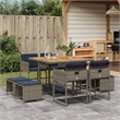 vidaXL 9 Piece Poly Rattan Patio Dining Set in Gray