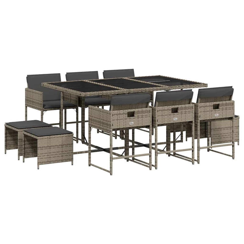 vidaXL Poly Rattan Garden Dining Set in Gray