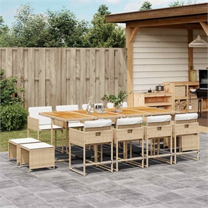 vidaXL 13 Piece Rattan Garden Dining Set in Brown/Cream white