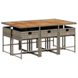 vidaXL 7 Piece Poly Rattan Garden Dining Set in Gray and Brown