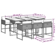 vidaXL 7 Piece Poly Rattan Garden Dining Set in Gray and Brown