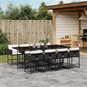 vidaXL 9 Piece Garden Dining Set in Black