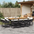 vidaXL 13 Piece Poly Rattan Patio Dining Set in Black/Cream White