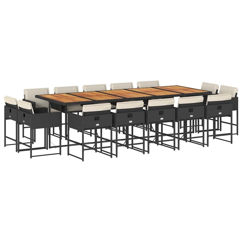 vidaXL Rattan Patio Dining Set in Black/Cream White