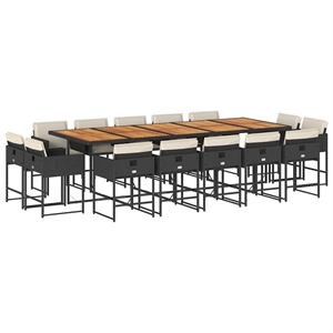 vidaXL Rattan Patio Dining Set in Black/Cream White