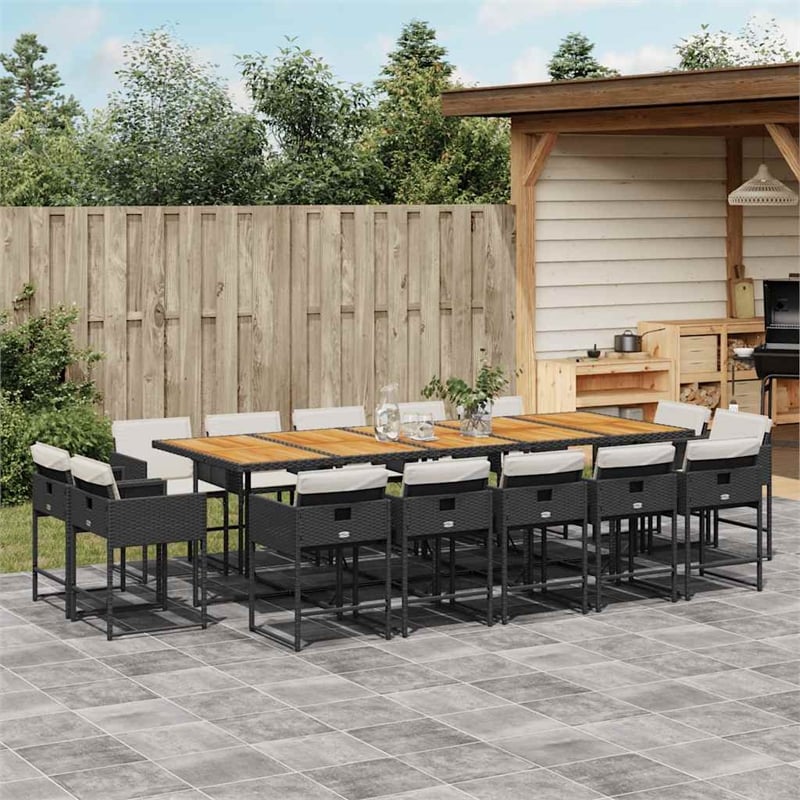 vidaXL Rattan Patio Dining Set in Black/Cream White