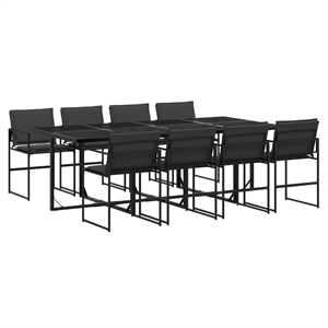 vidaXL 9 Piece Steel Garden Dining Set in Black/Dark Gray