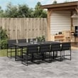 vidaXL 9 Piece Steel Garden Dining Set in Black/Dark Gray