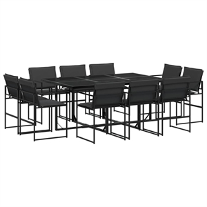 vidaXL 11 Piece Garden Dining Set with Cushions in Black