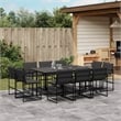 vidaXL 11 Piece Garden Dining Set with Cushions in Black