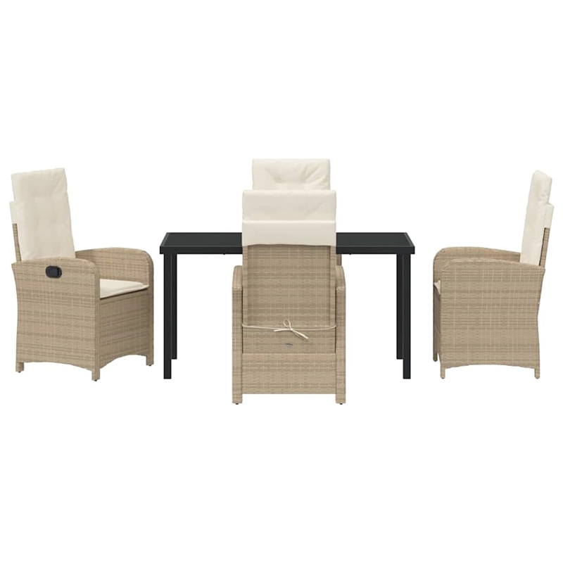 vidaXL 5 Piece Poly Rattan Garden Dining Set with Cushions in Beige