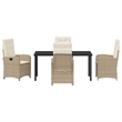 vidaXL 5 Piece Poly Rattan Garden Dining Set with Cushions in Beige