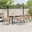 vidaXL 5 Piece Poly Rattan Garden Dining Set with Cushions in Black