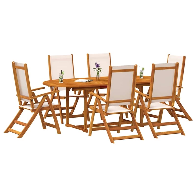 vidaXL 7 Piece Garden Dining Set in Cream