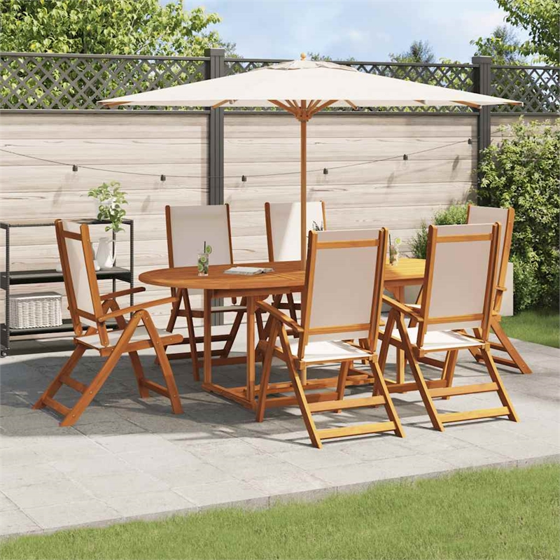 vidaXL 7 Piece Garden Dining Set in Cream