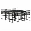 vidaXL 7 Piece Poly Rattan Garden Dining Set in Black/Cream White