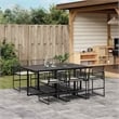 vidaXL 7 Piece Poly Rattan Garden Dining Set in Black/Cream White