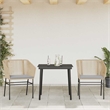 vidaXL 3 Piece Poly Rattan Garden Dining Set in Black