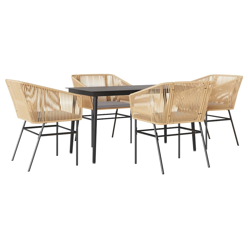 vidaXL 5 Piece Garden Dining Set with Cushions in Black