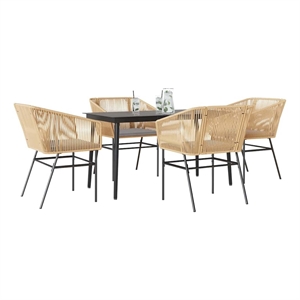 vidaXL 5 Piece Garden Dining Set with Cushions in Black