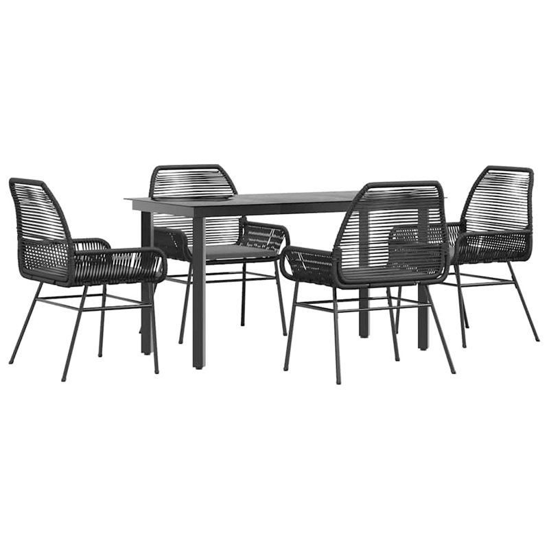 vidaXL 5 Piece Poly Rattan Garden Dining Set in Black/Dark Gray
