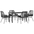 vidaXL 5 Piece Poly Rattan Garden Dining Set in Black/Dark Gray