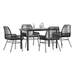 vidaXL 5 Piece Poly Rattan Garden Dining Set in Black/Dark Gray