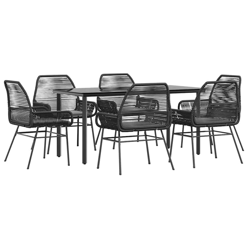 vidaXL 7 Piece Steel Garden Dining Set in Black/Dark Gray