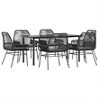 vidaXL 7 Piece Steel Garden Dining Set in Black/Dark Gray
