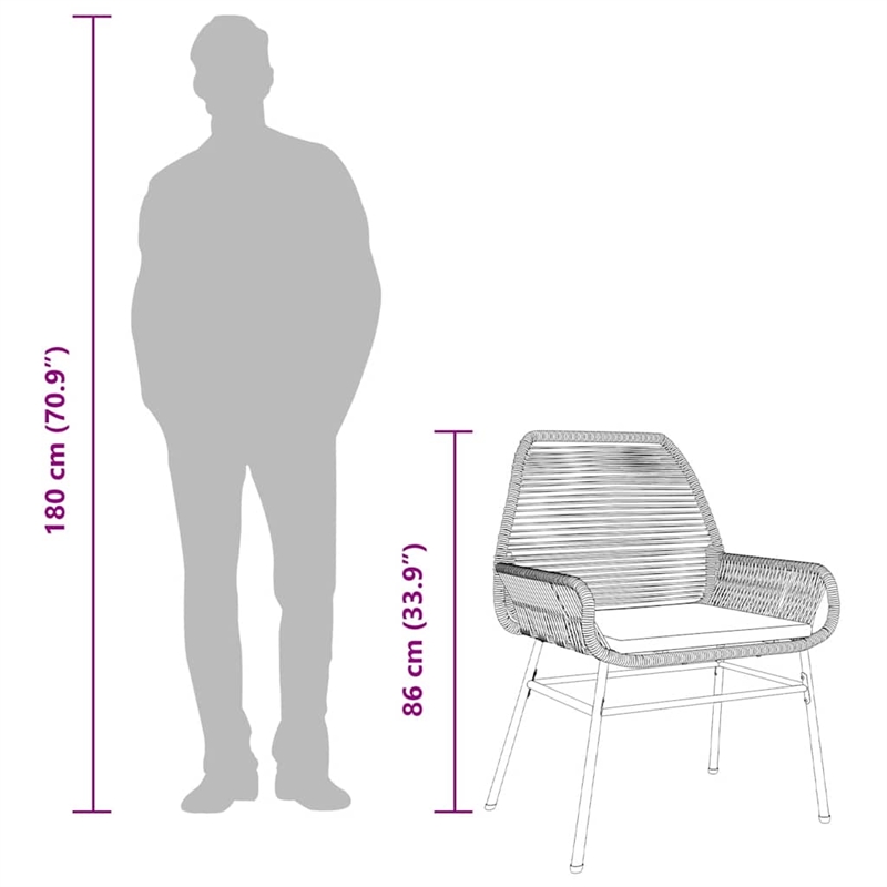 vidaXL 7 Piece Steel Garden Dining Set in Black/Dark Gray