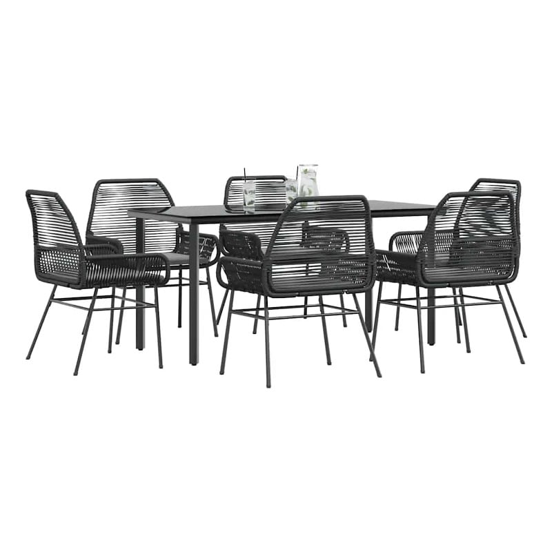 vidaXL 7 Piece Steel Garden Dining Set in Black/Dark Gray