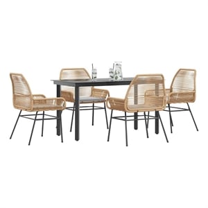 vidaXL 5 Piece Steel Garden Dining Set in Black