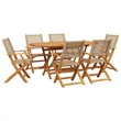 vidaXL 7 Piece Poly Rattan Garden Dining Set in Beige