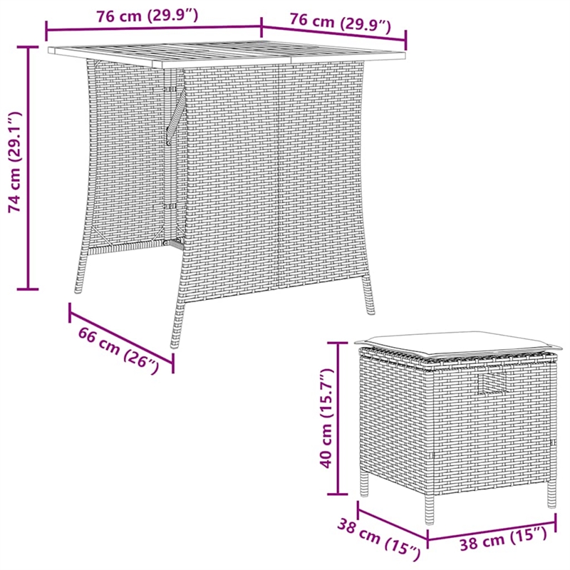 vidaXL 5 Piece Poly Rattan Garden Dining Set in Gray