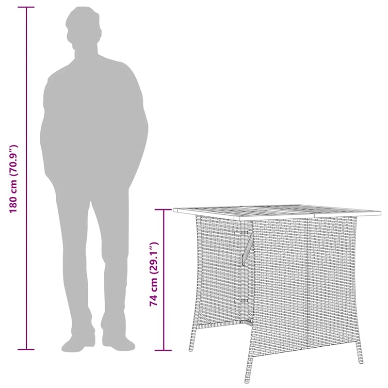 vidaXL 5 Piece Poly Rattan Garden Dining Set in Gray