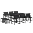 vidaXL 11 Piece Steel Garden Dining Set in Black/Dark Gray